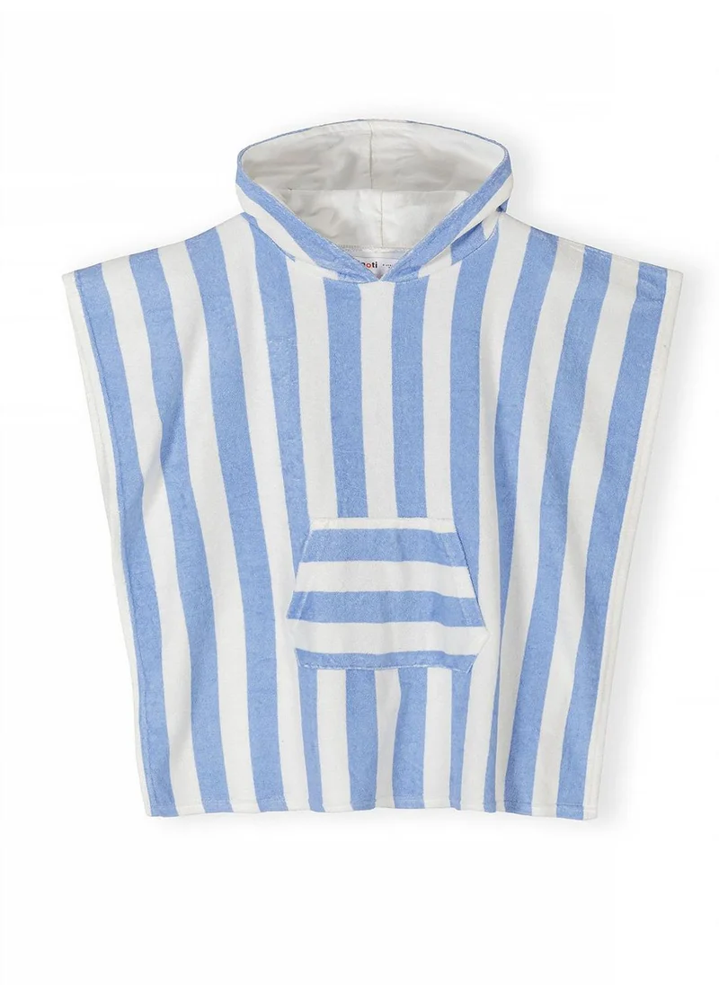 MINOTI Boys hooded towelling cover up blue and white stripes